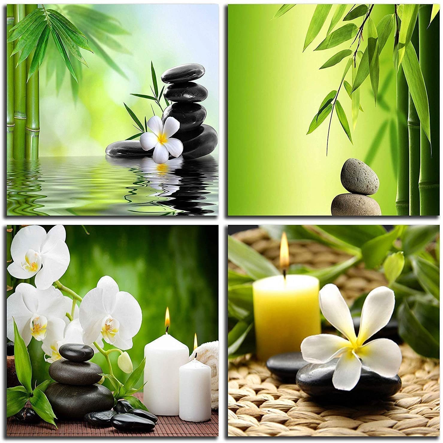 NAN Wind Modern 4 Panel Zen Giclee Canvas Print Spa Wall Art Spa Massage