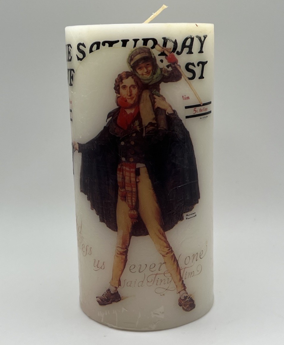 Vintage Norman Rockwell A Christmas Carol Large Candle Tiny Tim  Charles Dickens