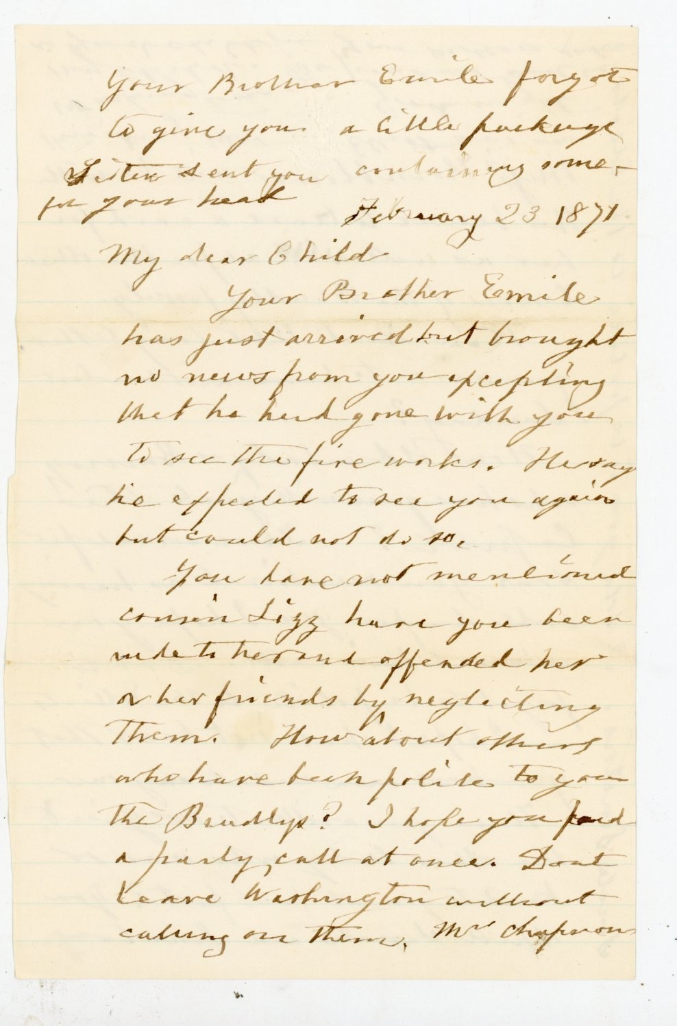 1871 Antique Handwritten Letter Washington DC History Capitol Fireworks Ephemera