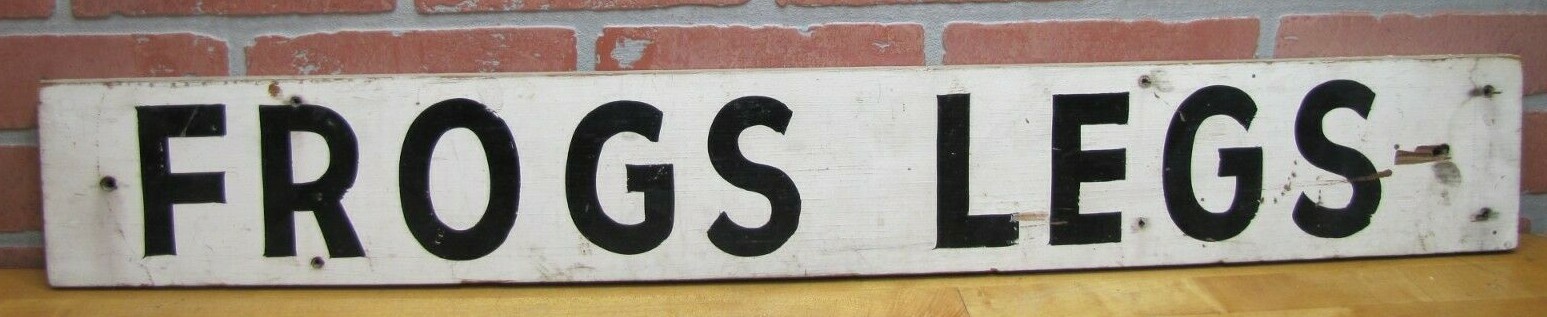 FROGS LEGS Folk Art Wooden Restaurant Boardwalk Food Vintage Advertising Sign FROGS LEGS Folk Art Wooden Restaurant Boardwalk Food Vintage Advertising Sign