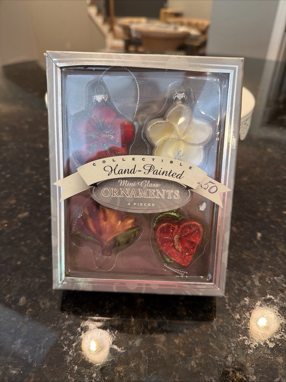Set Of 4 Hand-Painted Hawaiian Flower Ornaments By Island Heritage NIB Set Of 4 Hand-Painted Hawaiian Flower Ornaments By Island Heritage NIB