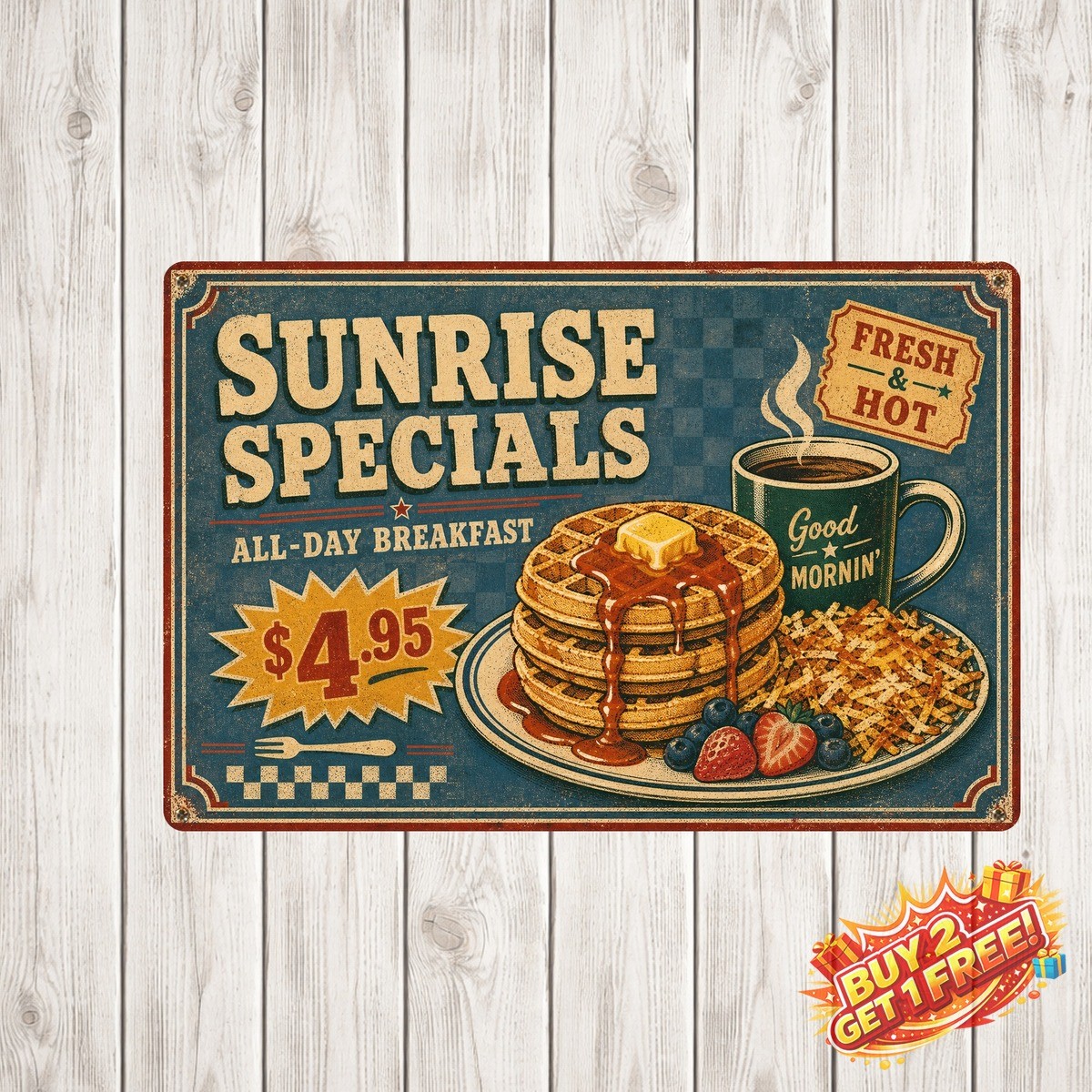 Vintage Diner Menu Sign Metal Tin Wall Decor Plaque 8x12