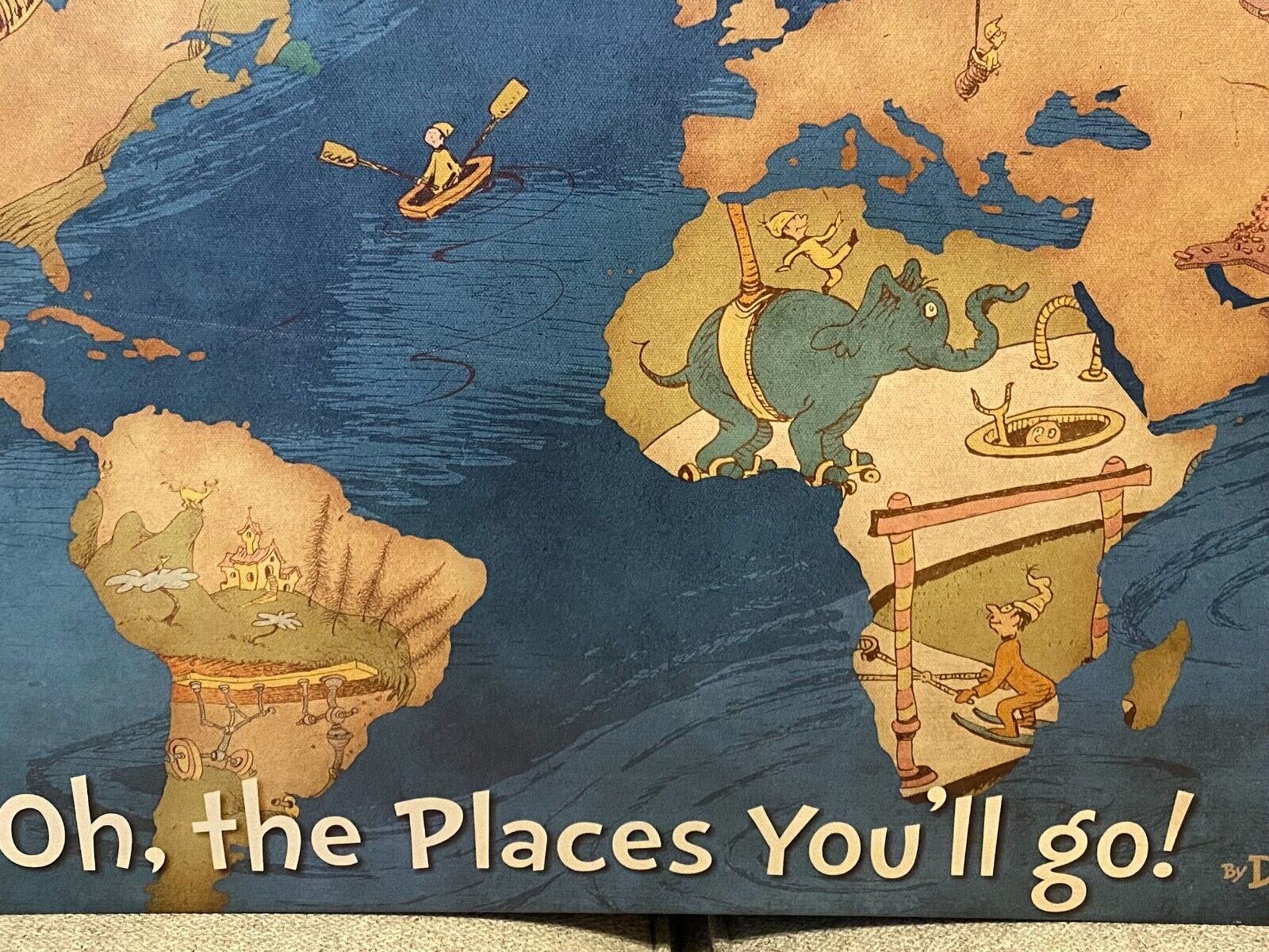 Dr. Seuss Art World Map Canvas Wall Print Oh The Places You’ll Go 24\