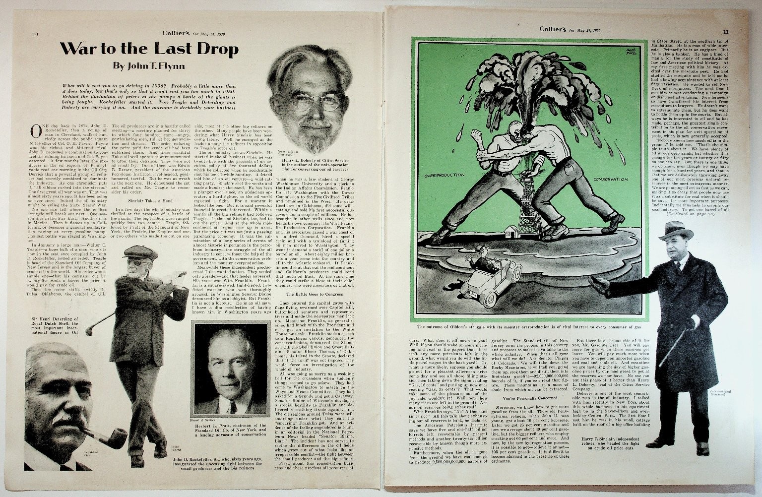 Collier\'s May 24 1930 Print Advertisement War to the Last Drop Oil Article