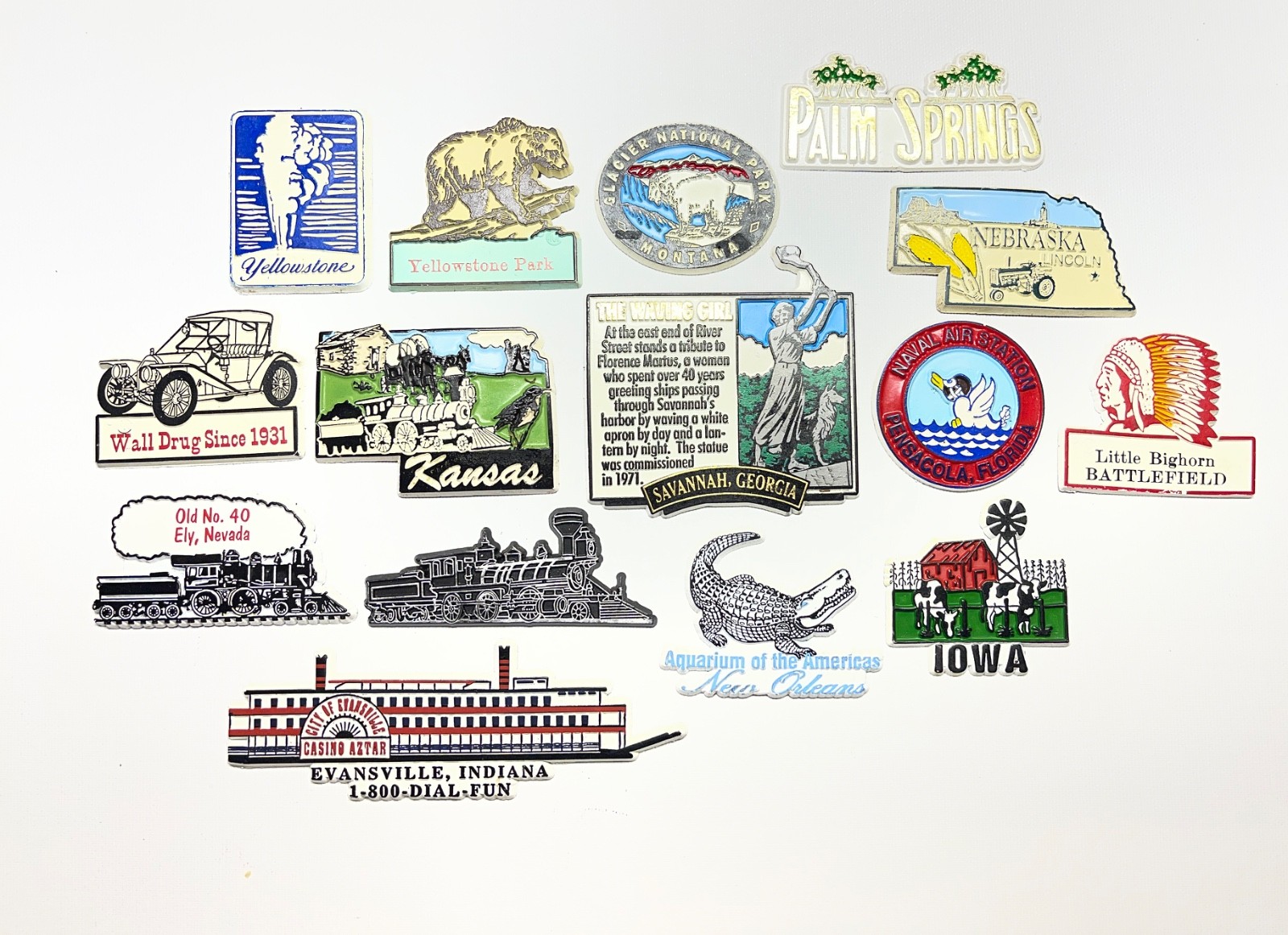 Lot of 16 Vintage Rubber Souvenir Fridge Magnets USA Travel