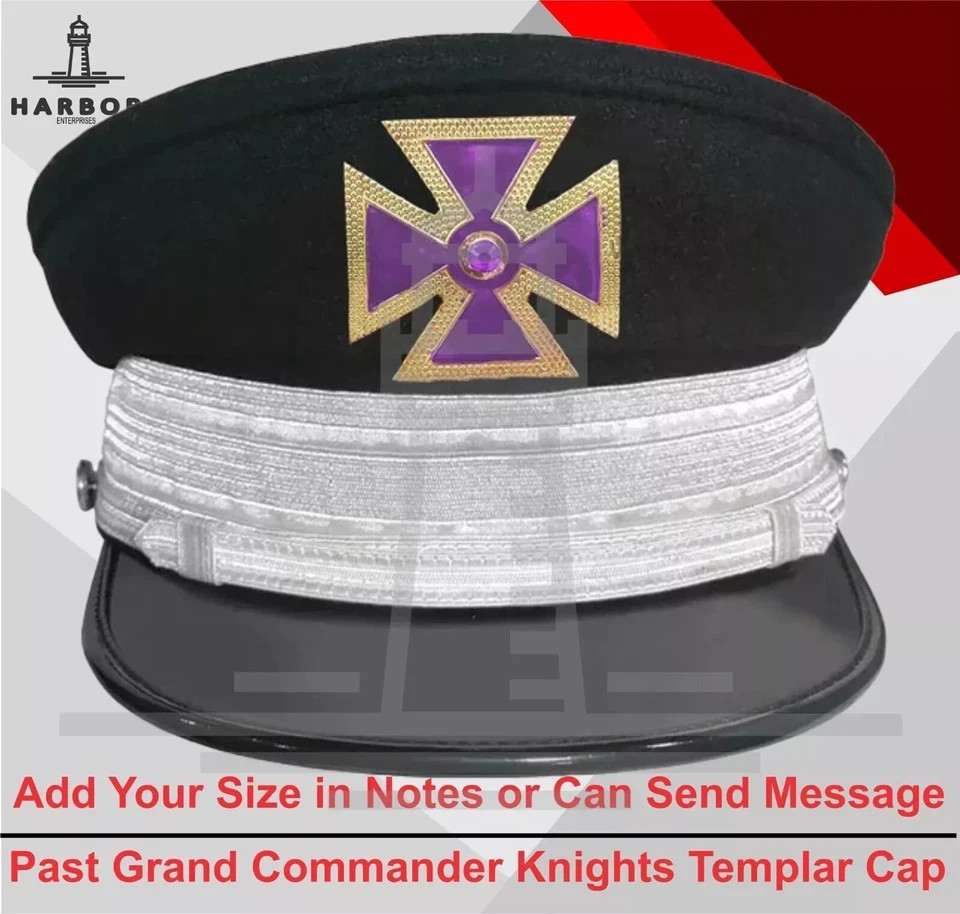 York Rite Past Grand Commander Knights Templar Fatigue Cap Purple Metal Cross