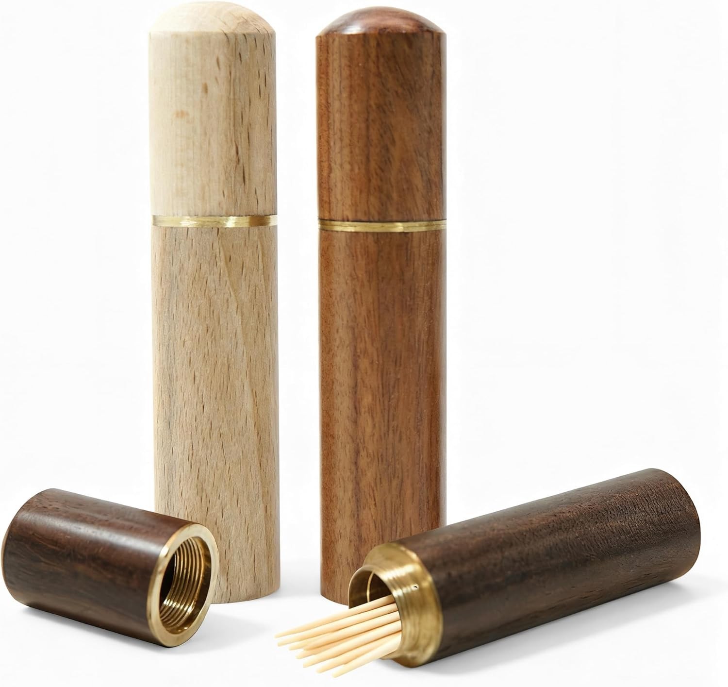 3 Pack Wooden Toothpick Holder Portable Mini Toothpick Case for Travel