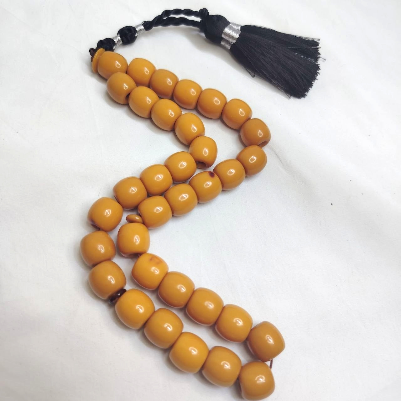 Vintage 33 Beads Sandalos Musky Misbaha Tasbih Bakelite Style Old Mustard 105g