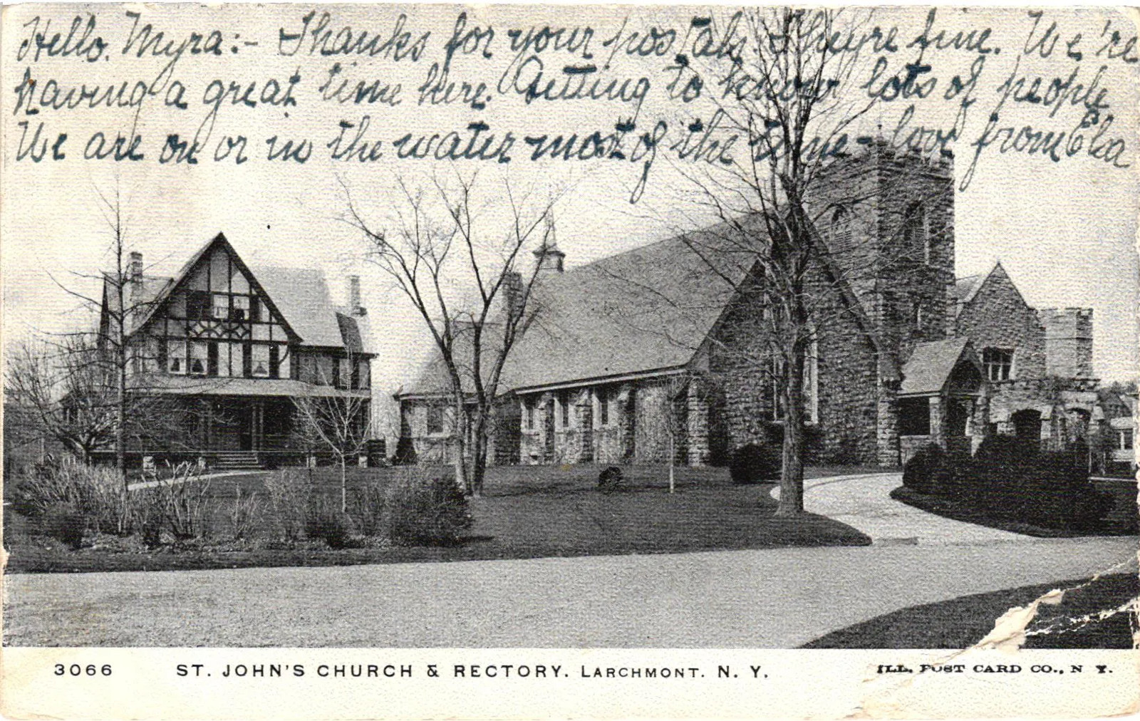 Vintage Postcard- St. John\'s Church & Rectory, Larchmont, NY Early 1900s