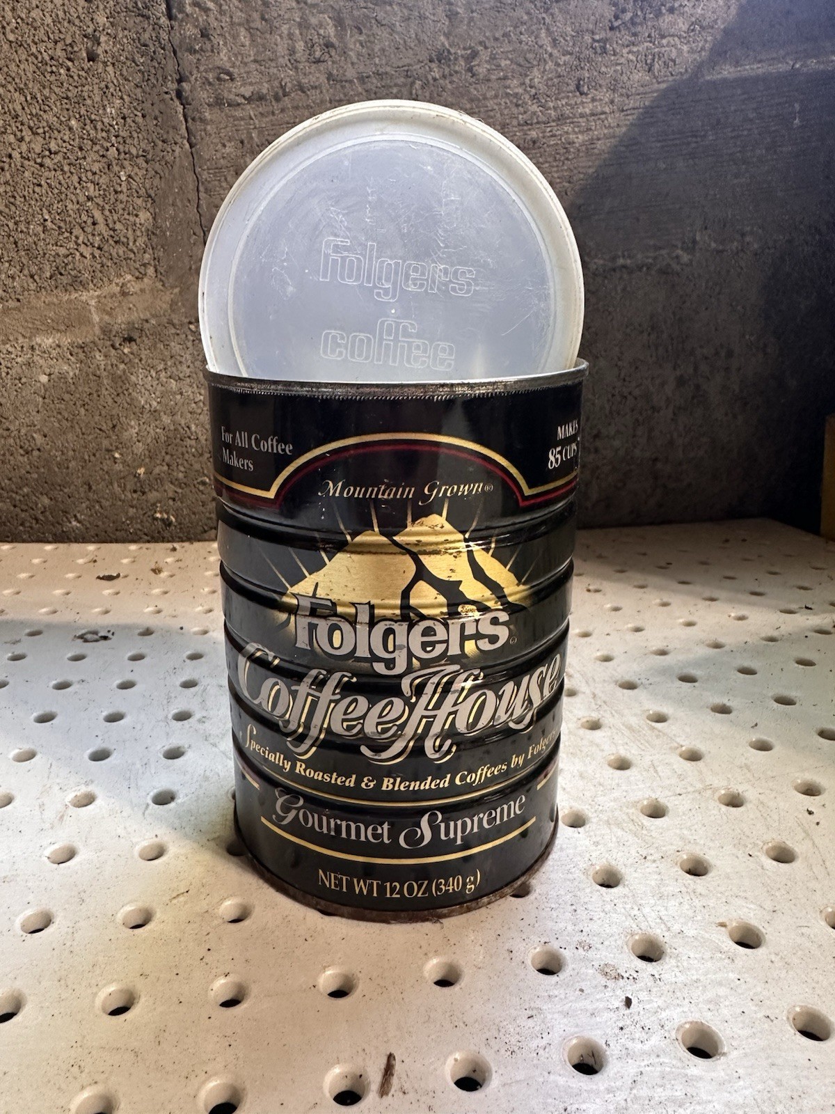 Vintage Folgers Coffee Can Gourmet Supreme  12oz with Lid