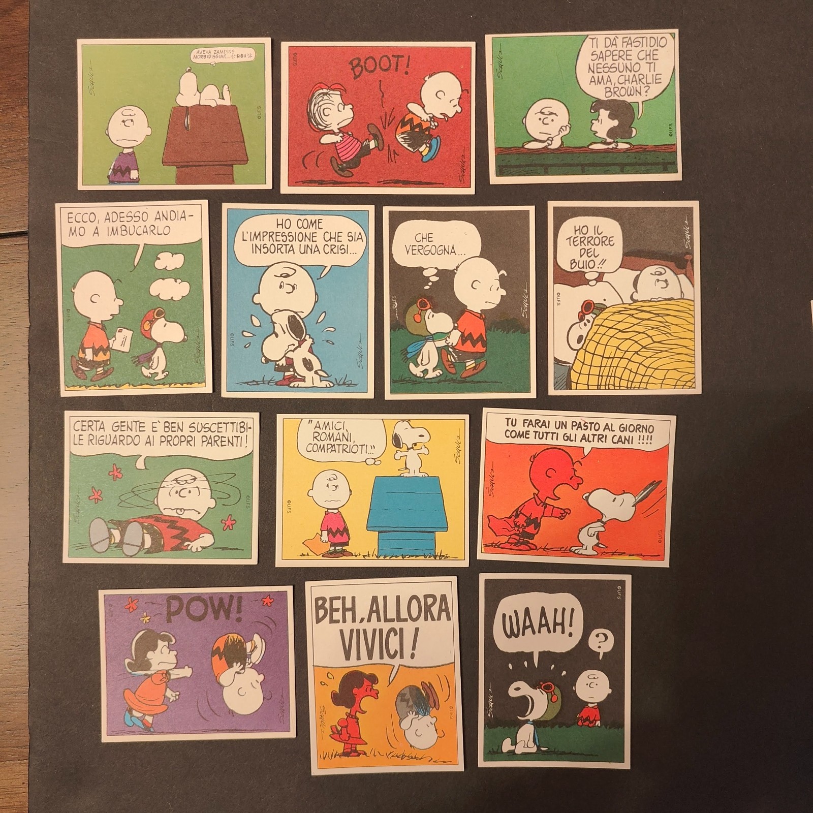 Lot of 13 1971 Figurine di Linus Charlie Brown Rookie Cards from Peanuts Sharp