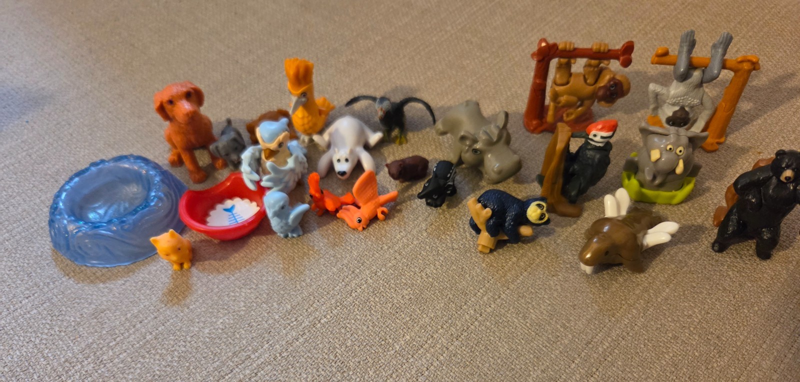toy animal bundle with food bowl and bed mixed animal toys figures some movable