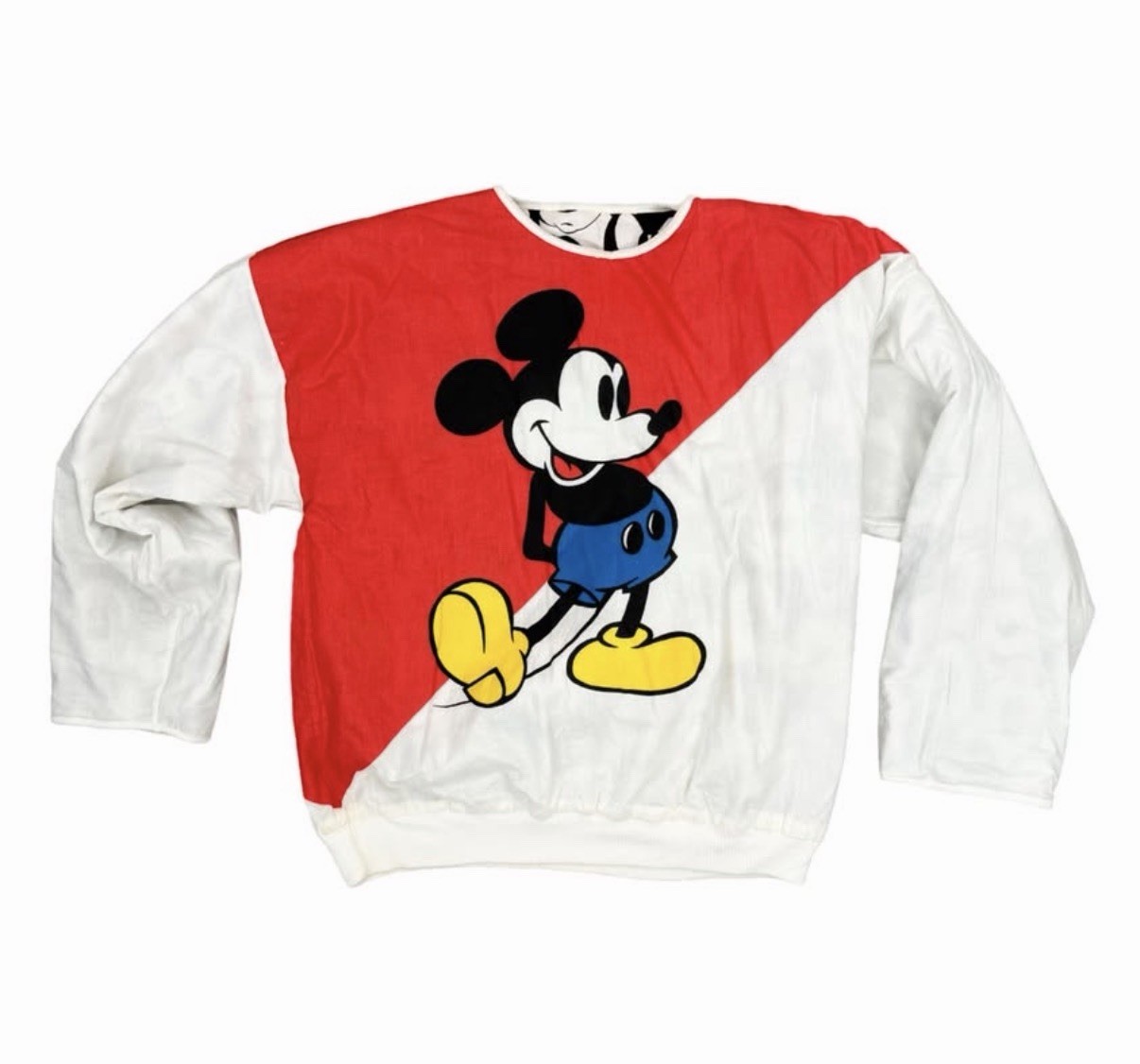 rare vtg 80’s Mickey Mouse Reversible Print Sweatshirt One Size Disney