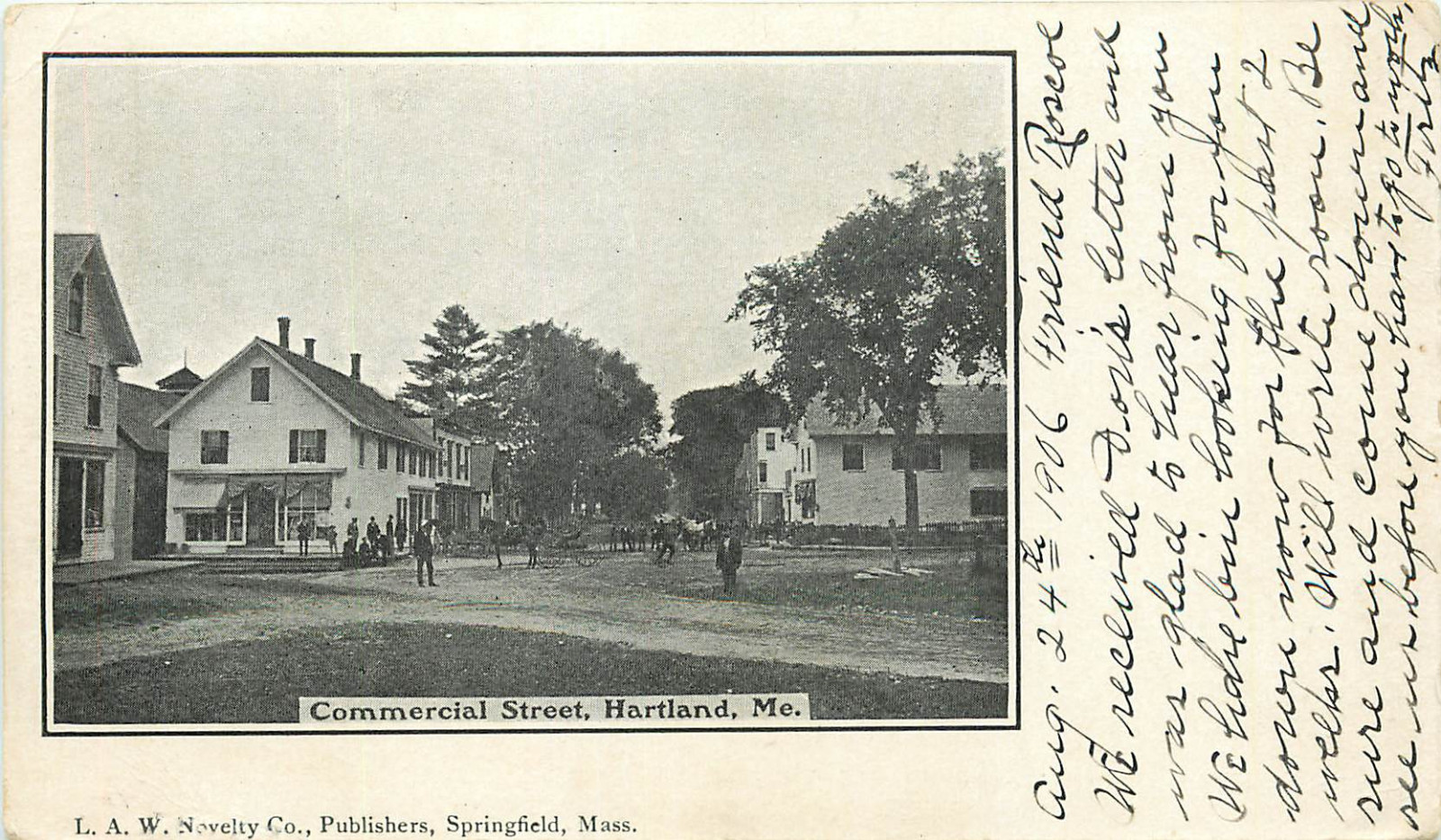 HARTLAND MAINE COMMERCIAL STREET 1906 POSTCARD HARTLAND MAINE COMMERCIAL STREET 1906 POSTCARD
