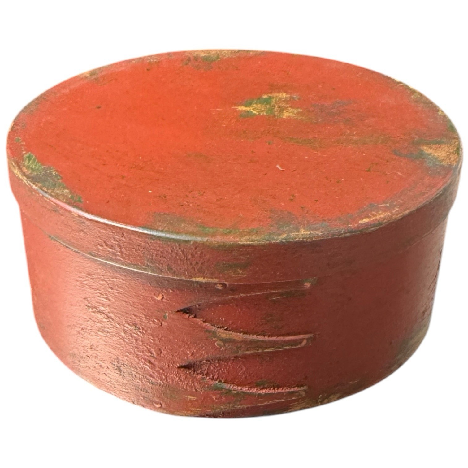 James Lesher Shaker Products Round Pantry Wooden Box Red Paint Signed Dated 2003