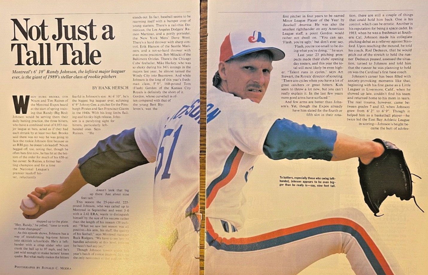 1989 Randy Johnson Pitcher Montreal Expos Baseball