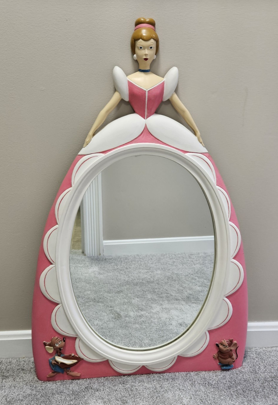 VINTAGE RARE 1960s Disney Cinderella Hanging Wall Mirror 32