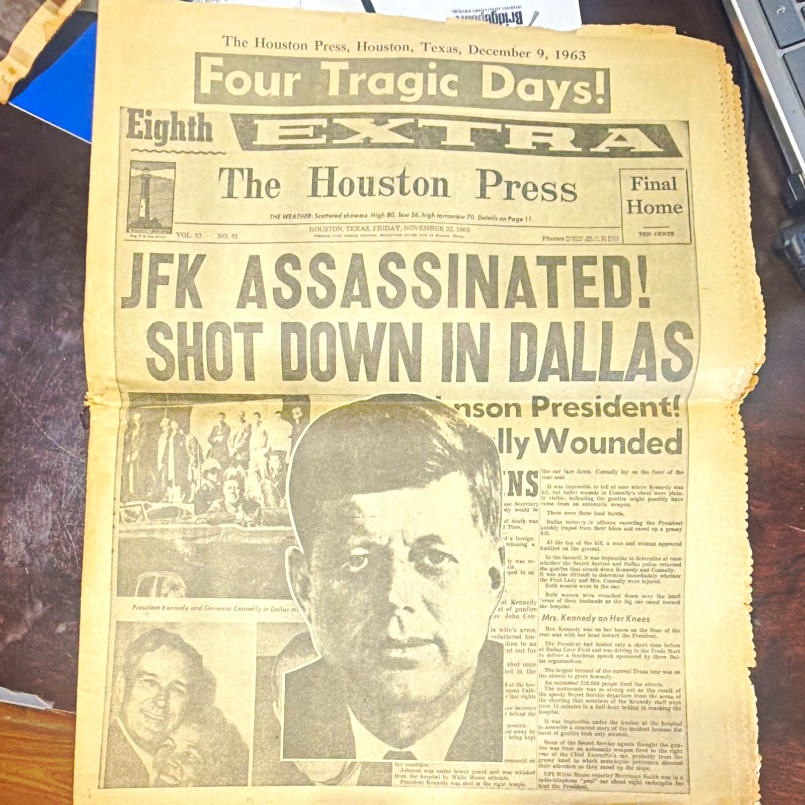 The Houston Press Newspaper Dec 9 1963 JFK Assassination Politics Paper