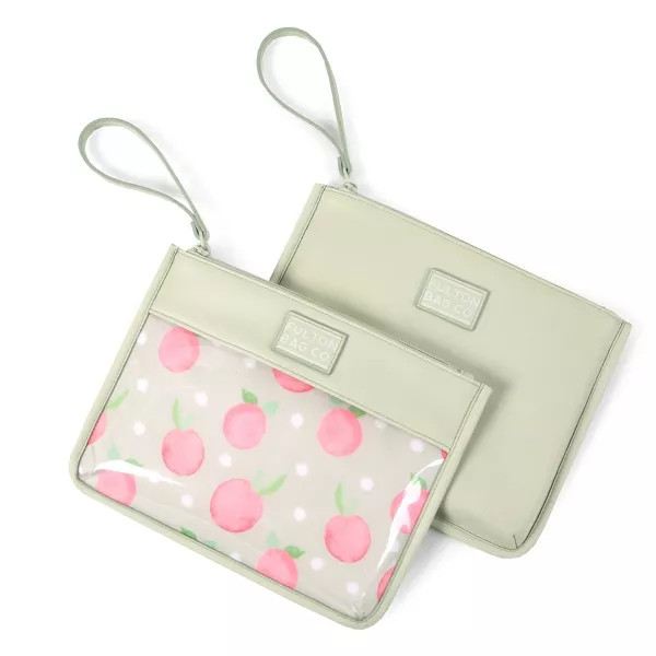 FULTON BAG CO. LEATHERETTE SNACK POUCH SACK 2PK - PEACHES - MINT/PINK
