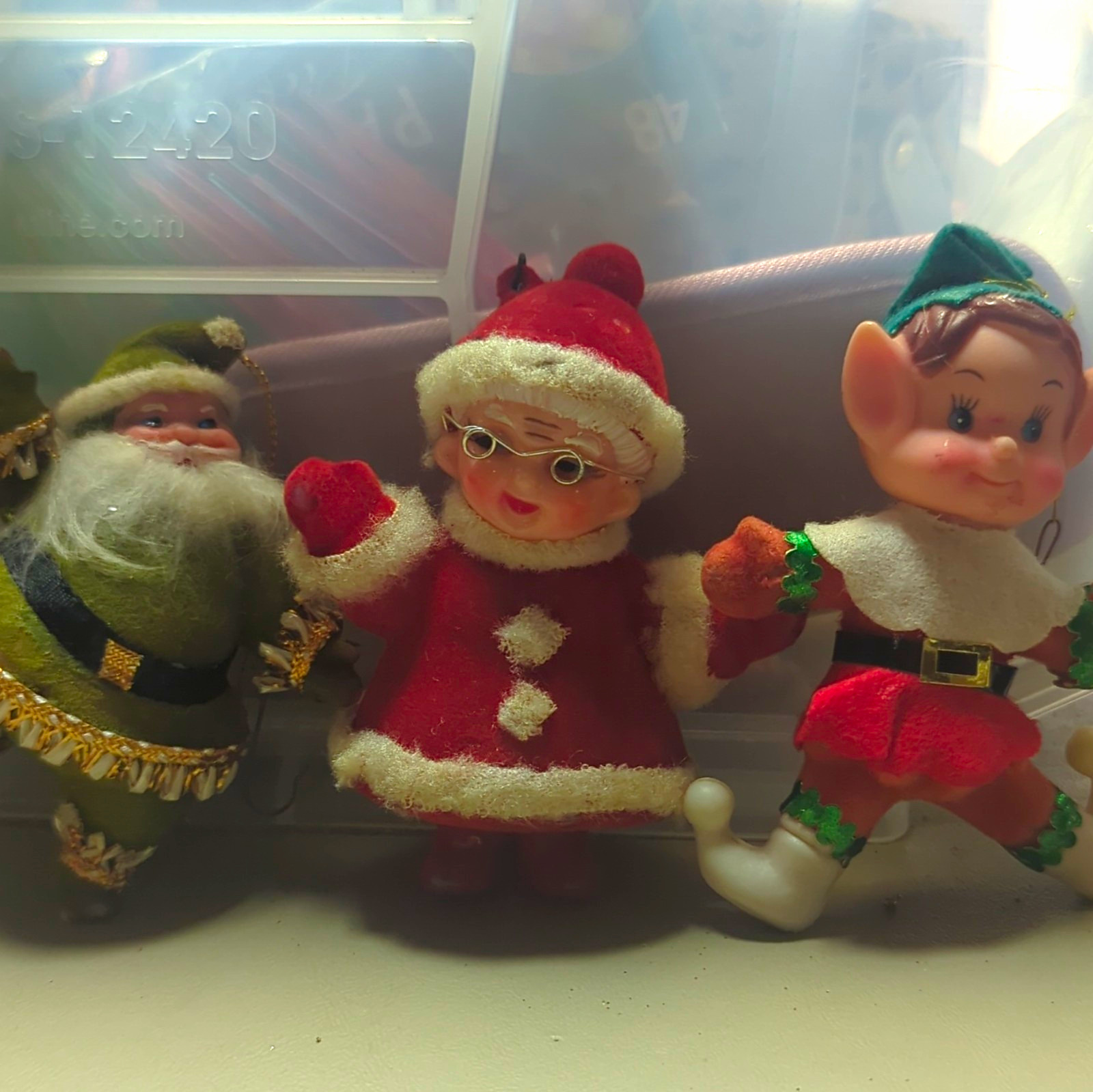 Vtg 1950s Flocked Christmas Ornaments Some Missing As Pictured Set Of 3