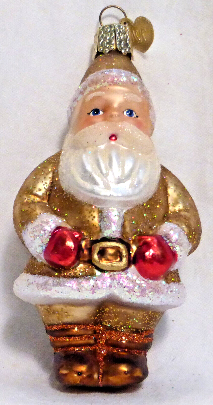OWC Old World Christmas Blown Glass Maple Sugar Santa #40141 golden brown suit