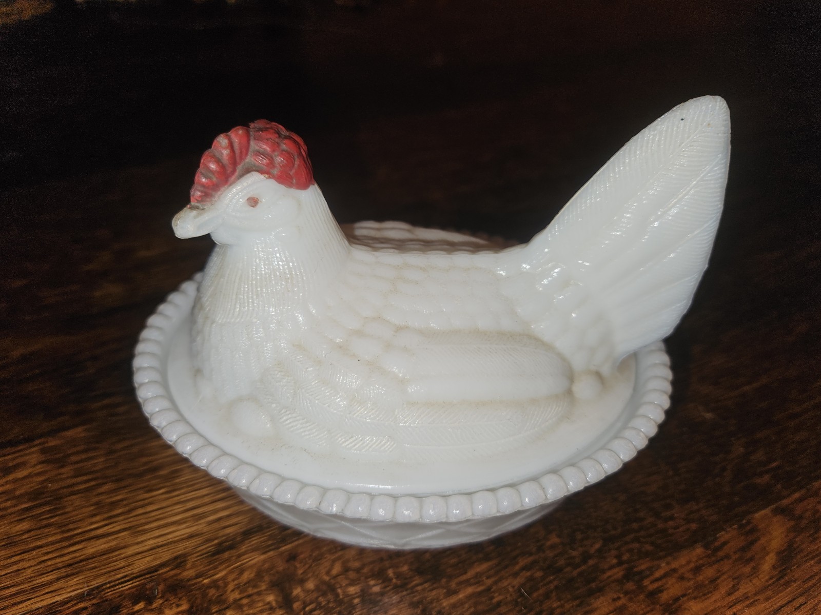 Large Vintage Westmoreland Milk Glass Hen on Nest 7” Candy Dish Chicken Bird
