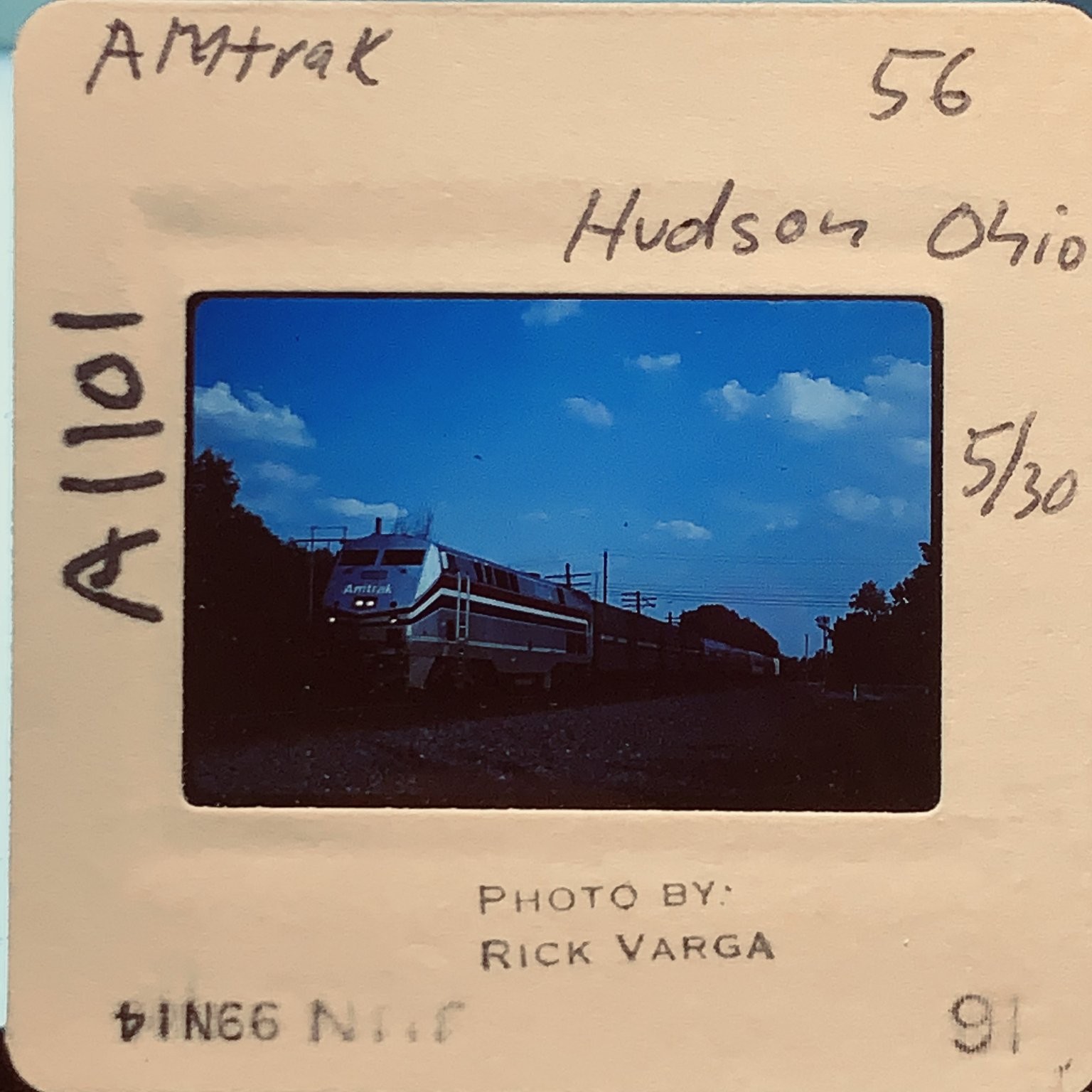 Vintage 1991 Amtrak Train Locomotive 35mm Slide Hudson Ohio Rick Varga