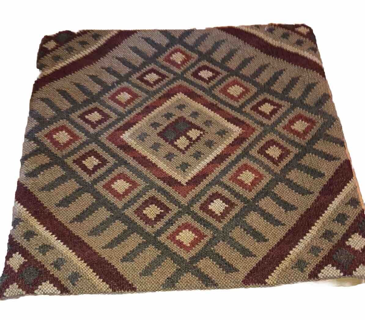 VTG Pottery Barn Kilim Wool/Cotton Multicolor 18” Square Pillow Cover #1
