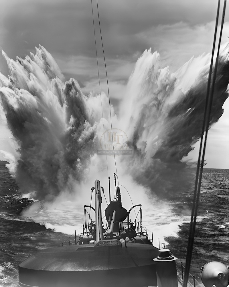 Enemy Bombing Of US Ship 1940s 8x10 Glossy Photo Print WWII HT4136404