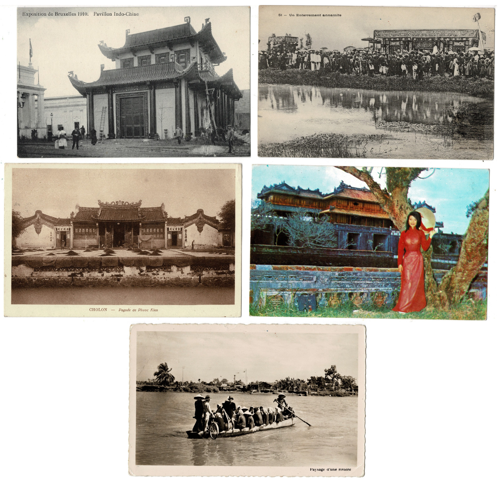 FRENCH INDOCHINA 4 Old Postcards SAIGON Vietnam 1905 Stamps Cathedral
