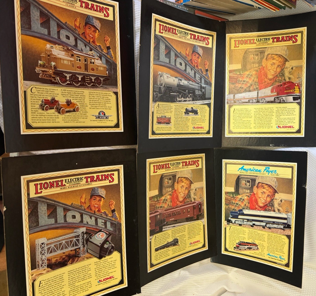 Vintage Lionel Trains Advertising Matted Print Lot of (6) 1991