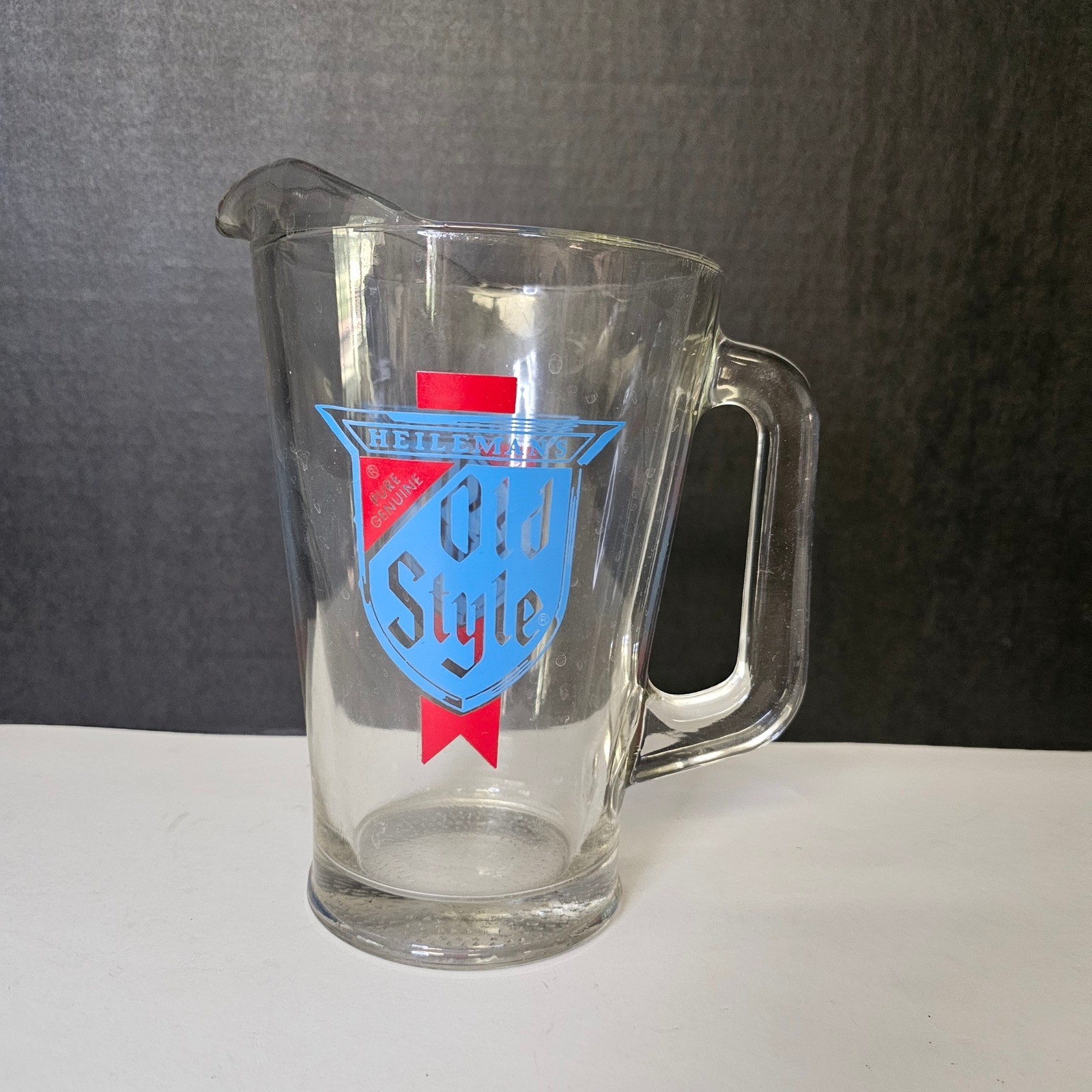 Vintage Heileman\'s Old Style Beer Pitcher Clear Glass Barware Logo 60oz Vintage Heileman\'s Old Style Beer Pitcher Clear Glass Barware Logo 60oz