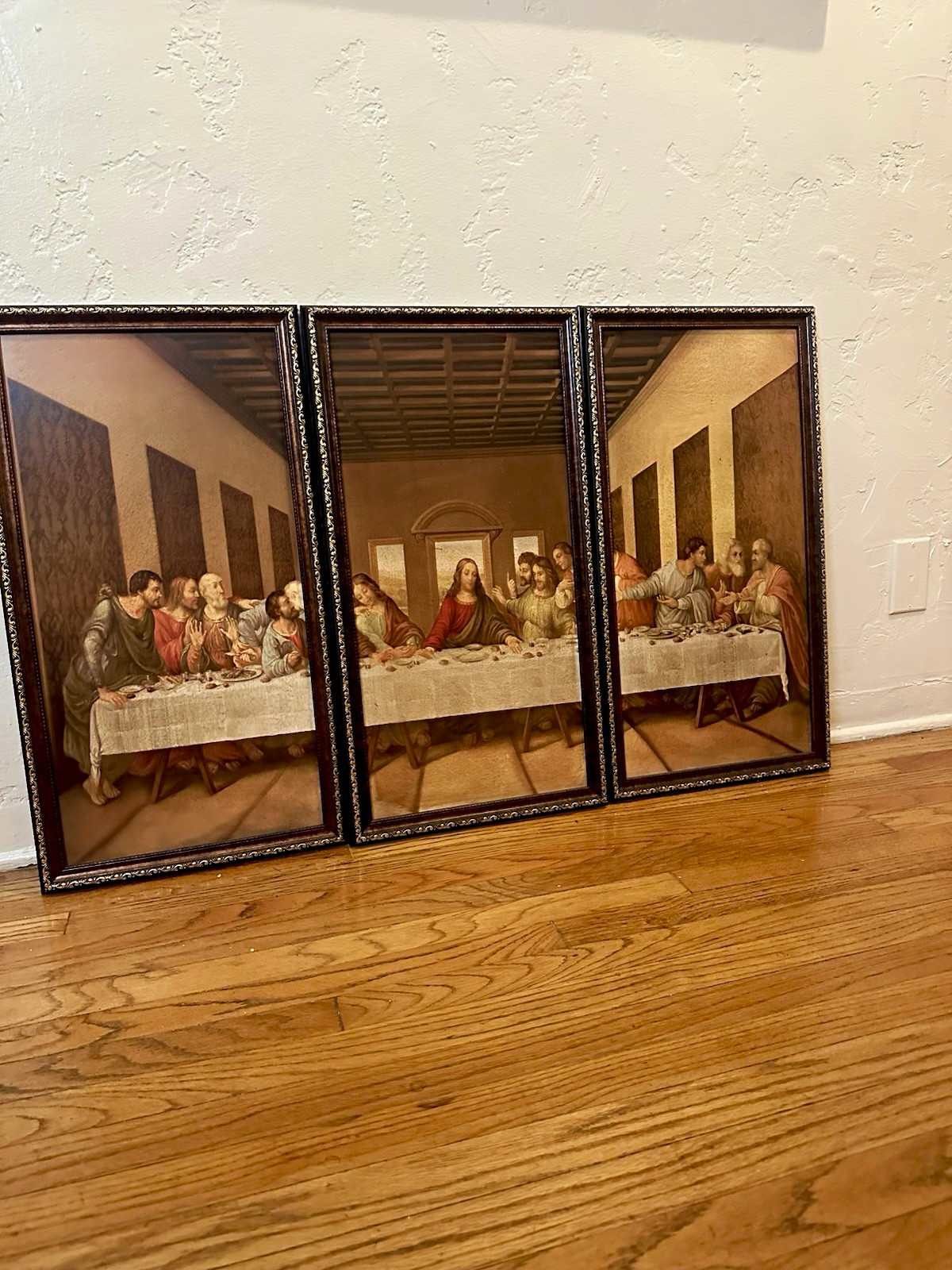 The Last Supper Framed 3-Panel Triptych Wall Art Prints, Christianity