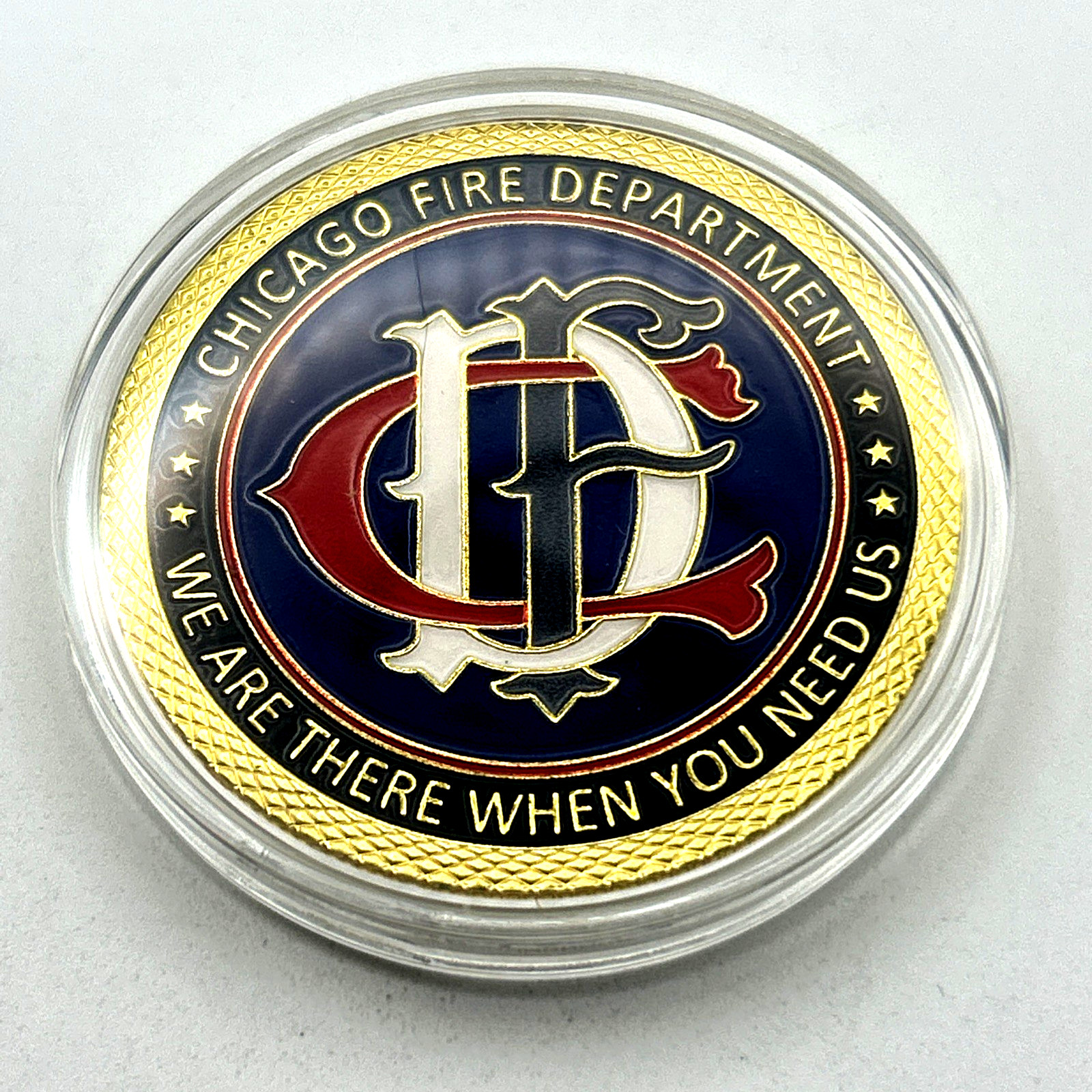 CHICAGO FIRE DEPARTMENT GOLD FINISH Challenge Coin w Capsule Brand New