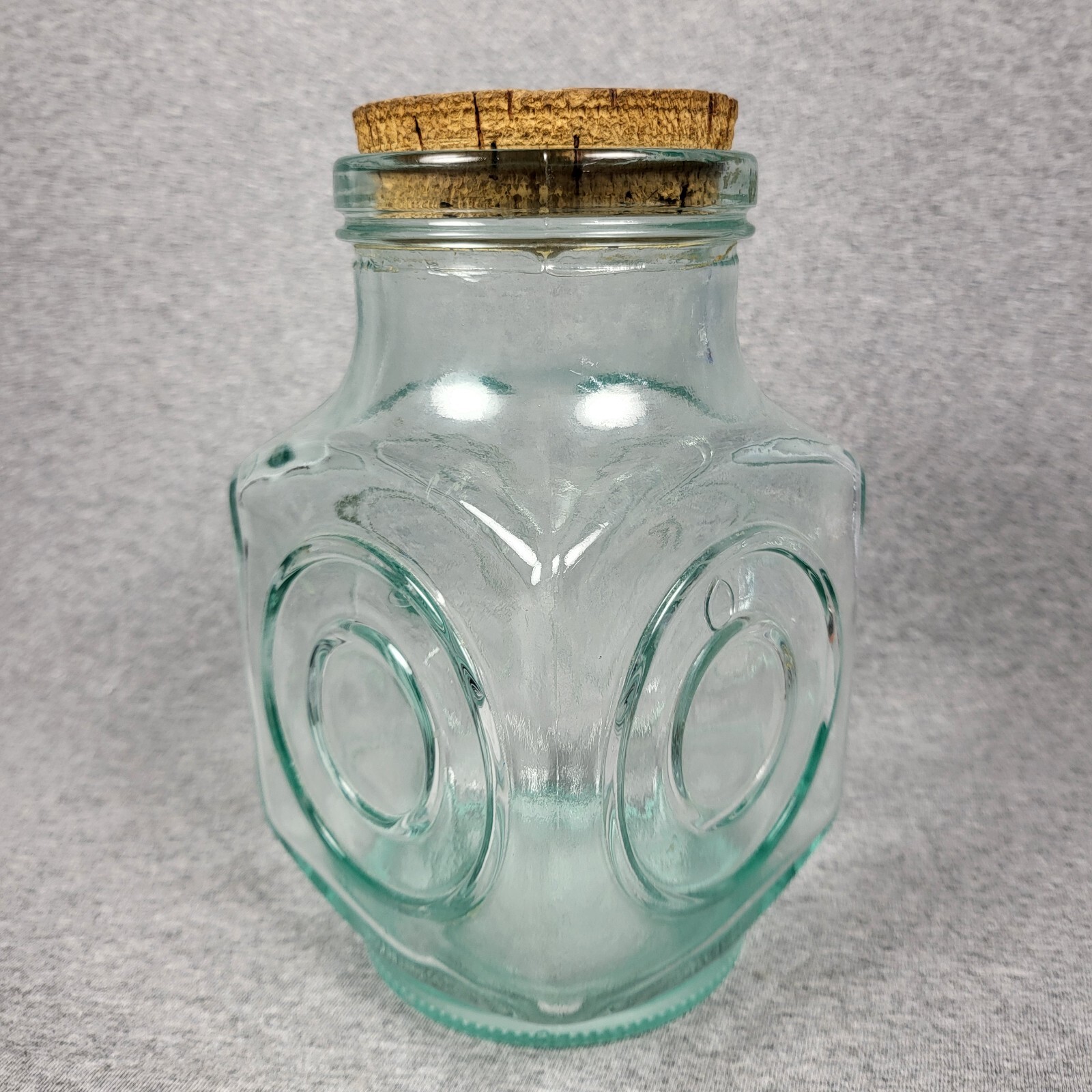 Vintage Italian Hermetic Lantern Shaped Glass Canister, Sea Green With Lid Rare