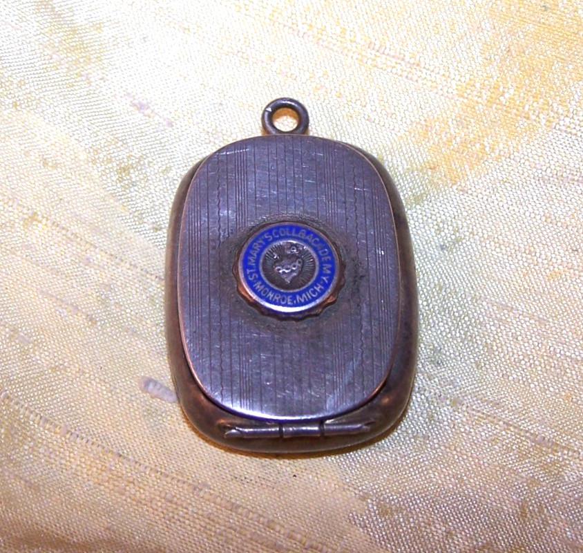 VINTAGE St. Mary\'s Academy / Catholic Central High School pill box pendant OLD