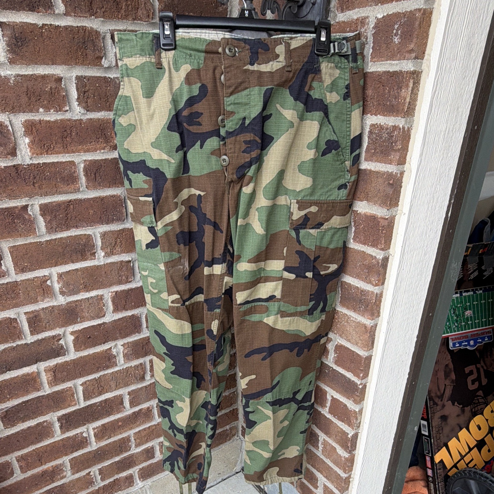 VTG 1995 US Military Woodland Camo BDU Combat Trousers Pants Golden Mfg Med Reg