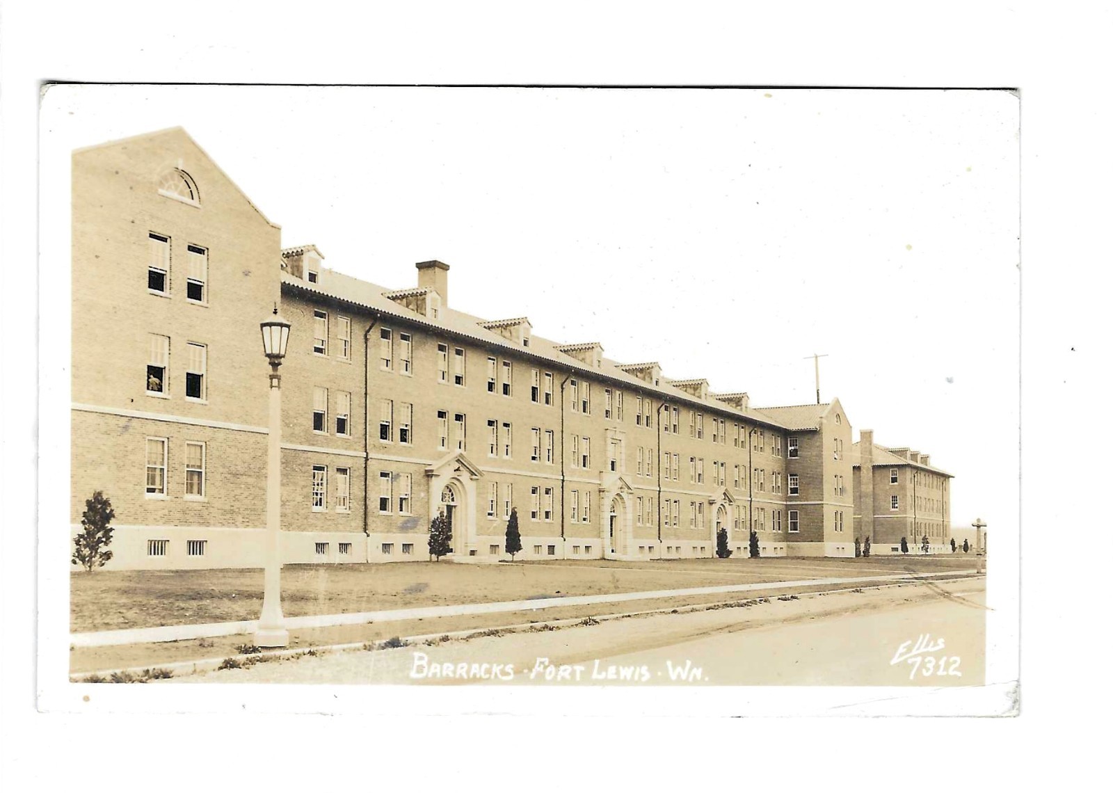 Fort Lewis Washington Barracks 1942 Postcard (Ellis 7312)