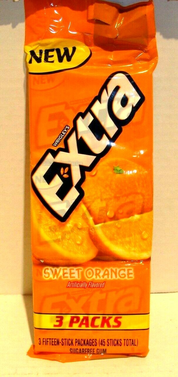 EXTRA Gum Sweet Orange (3 Packs) Discontinued Rare *collectible EXP2015 AS-IS
