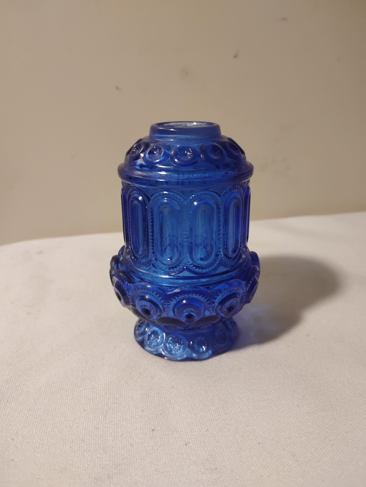 Vtg Weishar Cobalt Blue Moon & Star Glass Mini Courting Fairy Lamp Heavier Signd