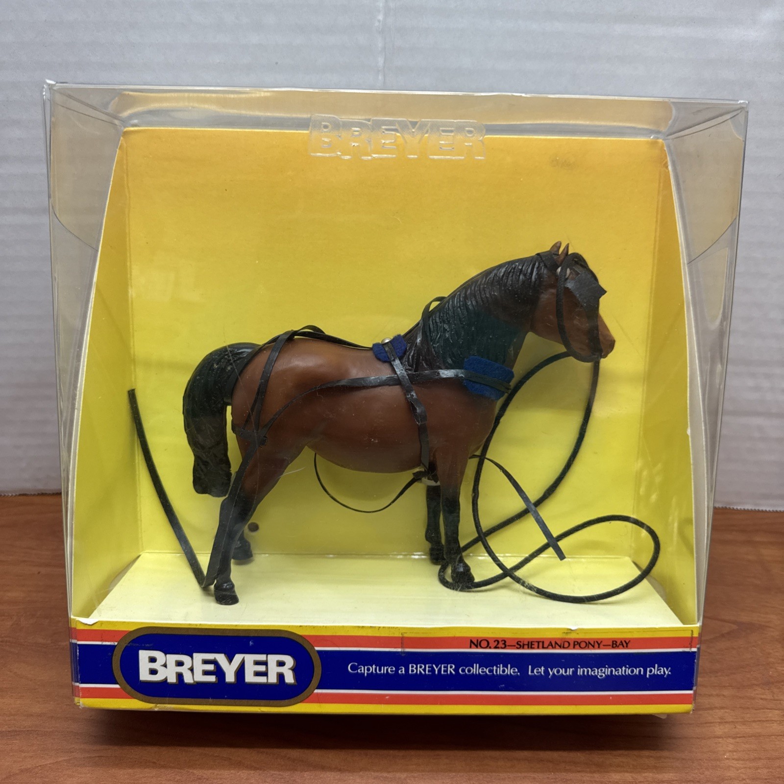 Vintage Breyer Horse Bay Shetland Pony Model #23 Bald Face Black Point 1986 BOX