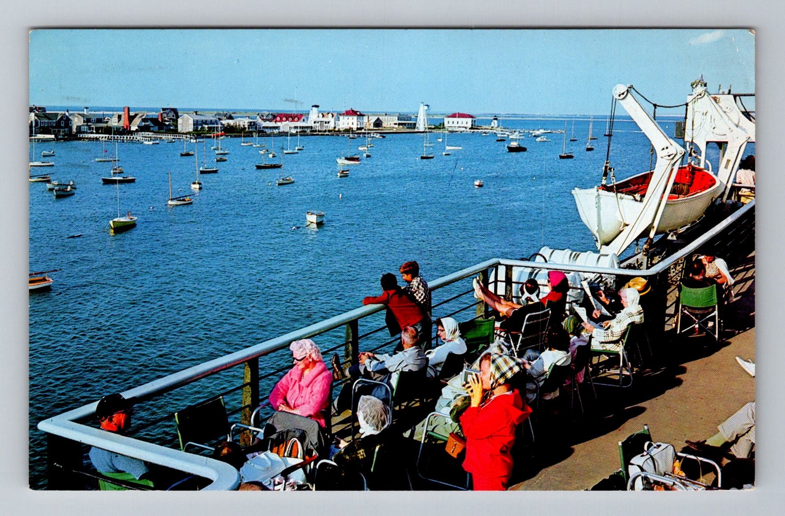 Nantucket MA-Massachusetts, Harbor and Lighthouse, Postal Vintage c1968 Postcard