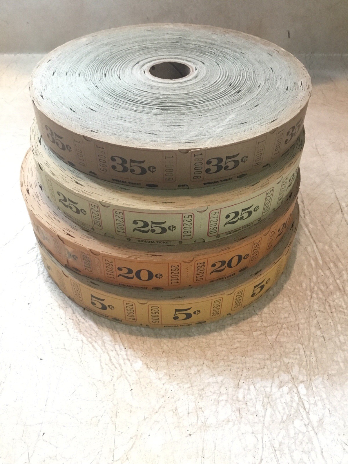 4 Vintage/antique amusement park TICKET ROLL 25 20 5 35 Cents Lot Of 4 NEW RARE