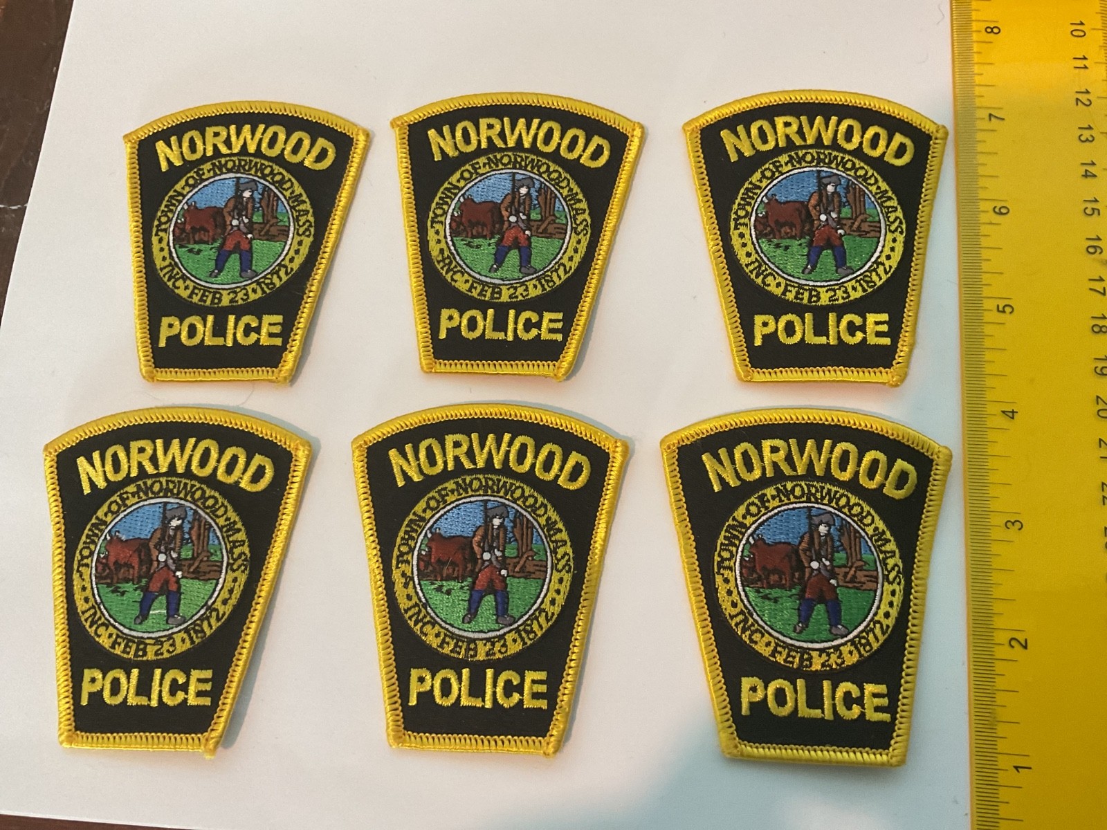 Norwood Police Massachusetts Collectable Hat patch set 6 new Hat  size