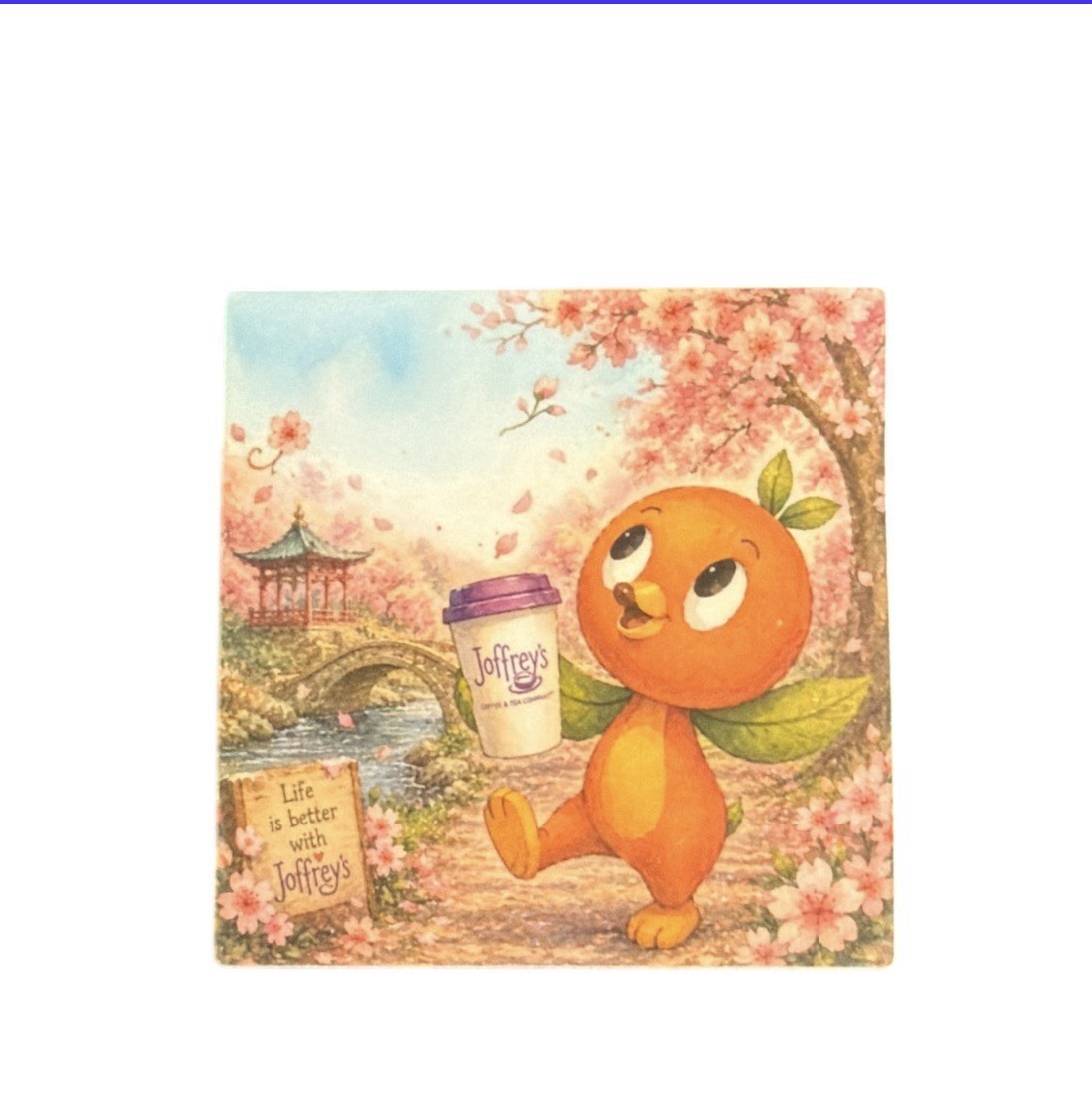 Disney Orange Bird 3x3 Joffrey Matte Cherry Blossoms - Disney Parks Inspired