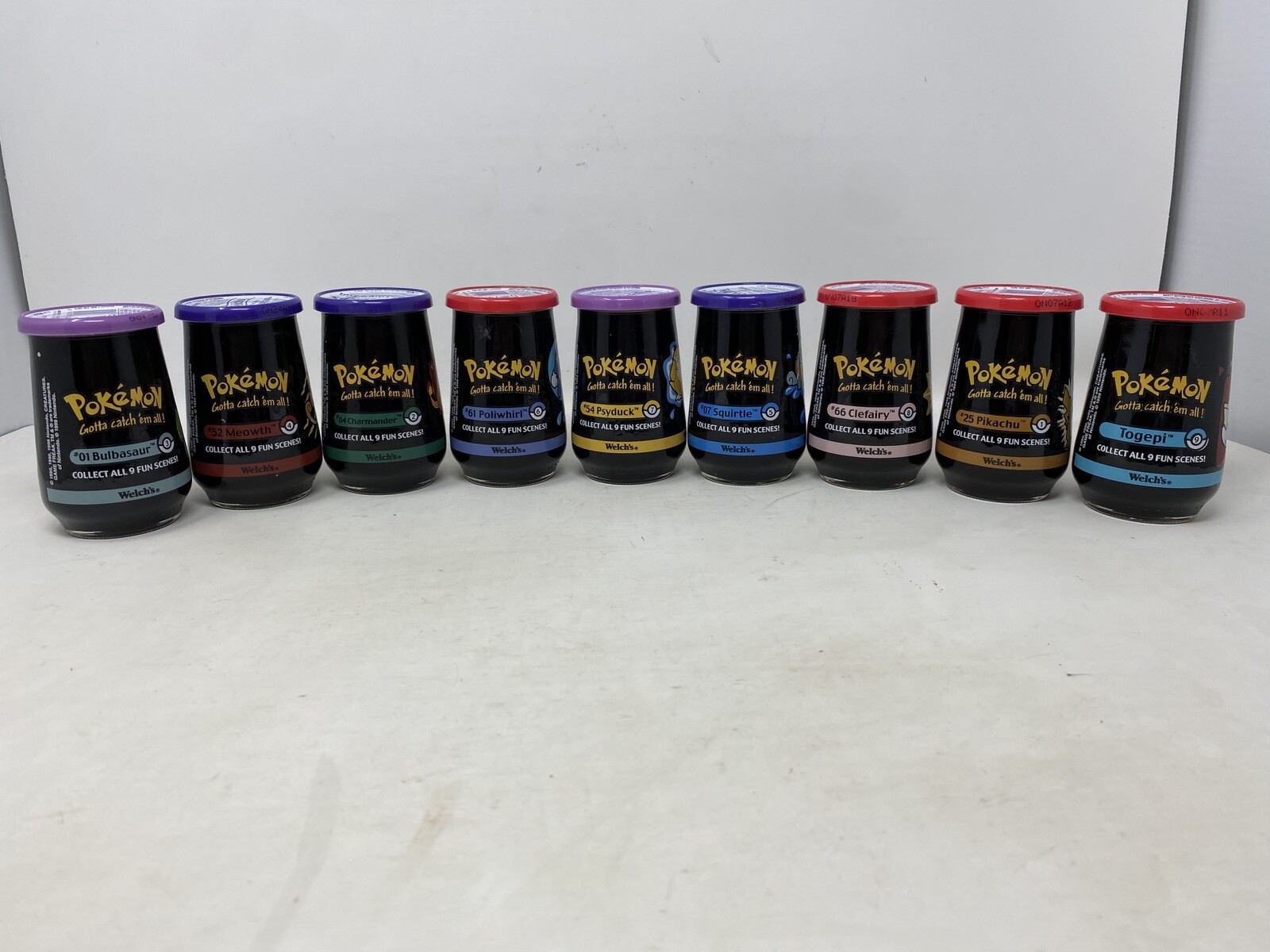 Vintage 1999 Welch's Nintendo Pokemon Unopened Jelly Jar Lot Complete Set of 9