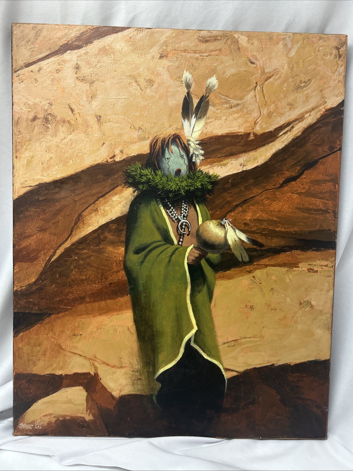 Allen Bahe Navajo Ceremonial Dancer Acrylic Painting
