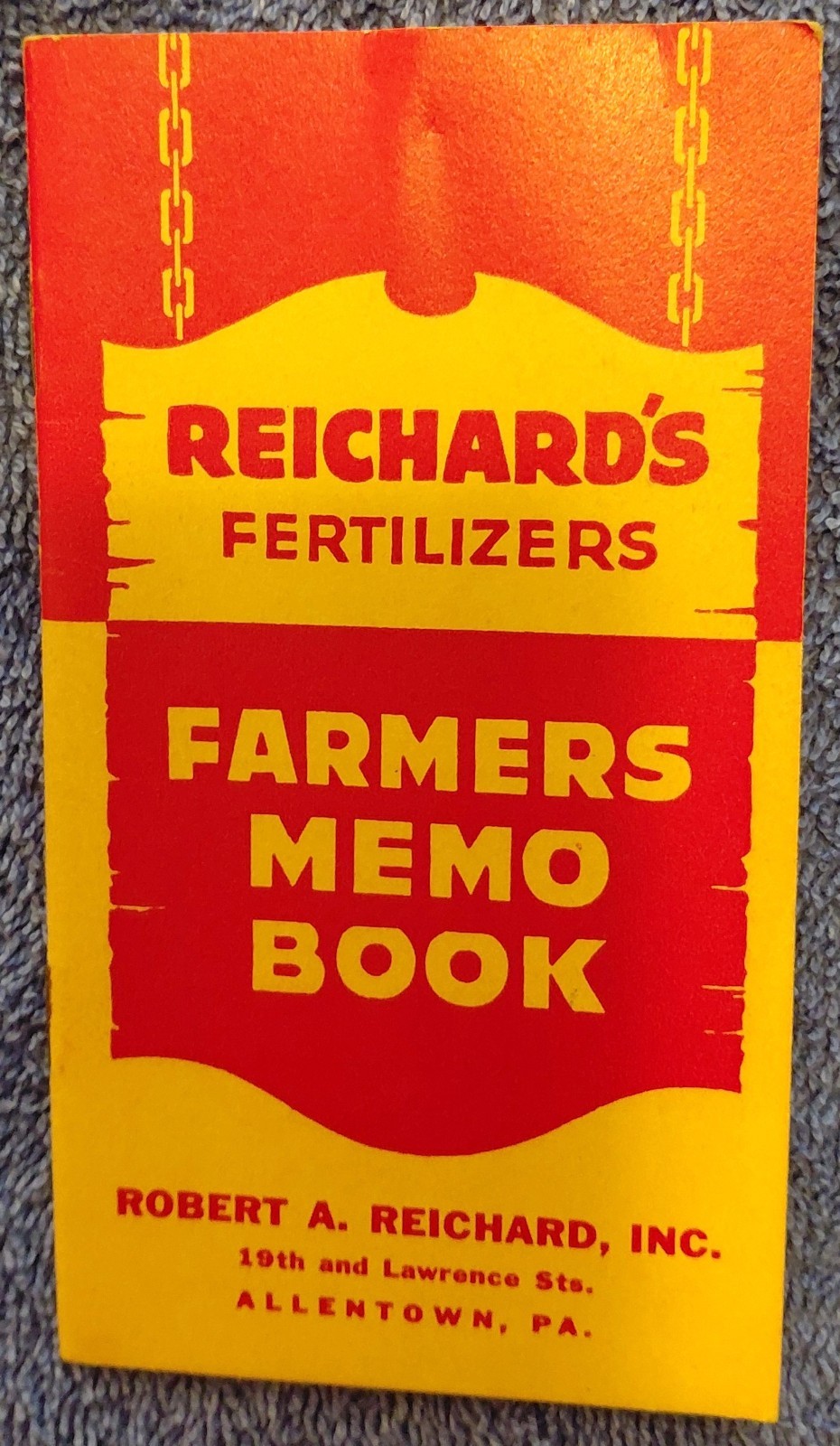 Reichard’s Fertilizers Farmers Ledger Memo Book • Allentown PA • Vintage Farm Ad