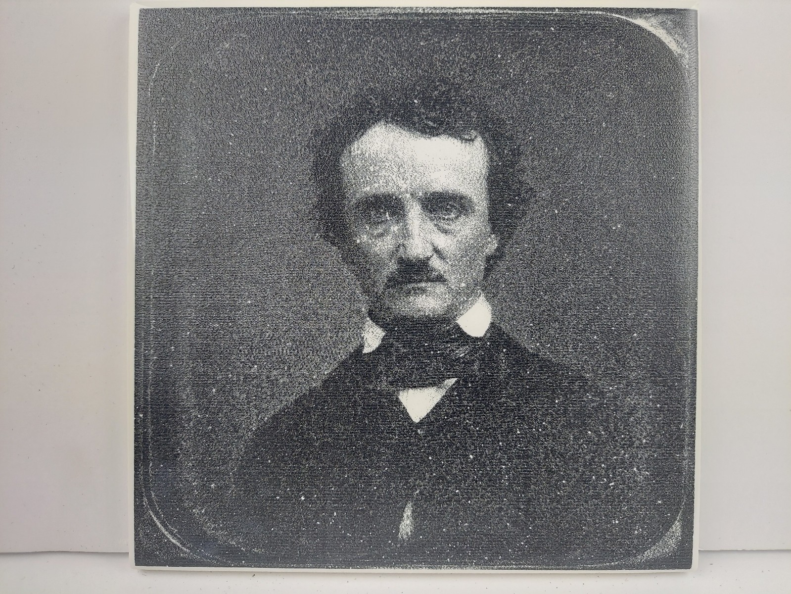 Edgar Allan Poe Engraved Ceramic Tile – 6 x 6 Inch Literary Gothic Art