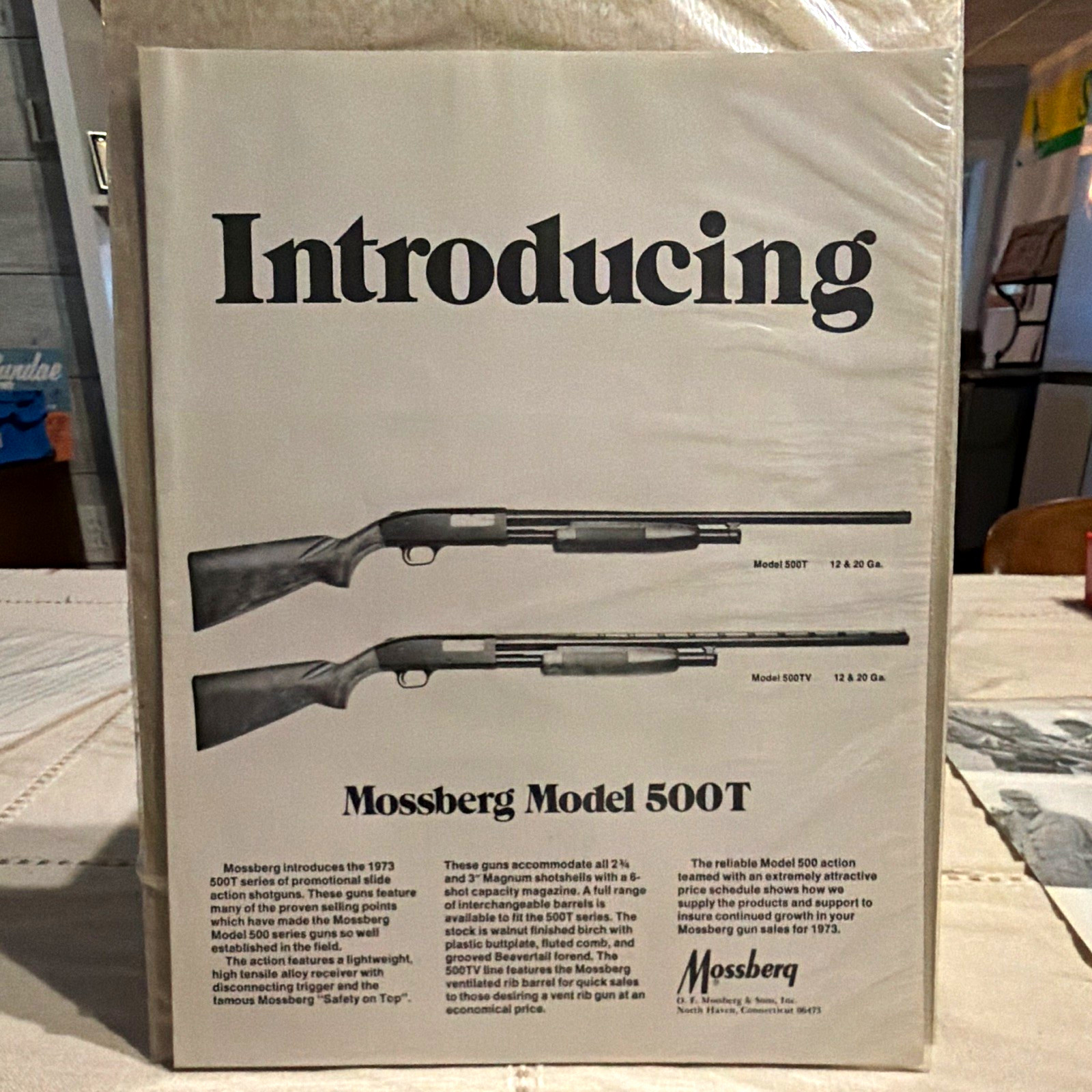 Mossberg Model 500T Shotgun Original 1973  DEALER Print Ad NOT MAGAZINE